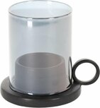 Jens Living | Kandelaar | Windlicht | Theelichthouder | Zwart | Porselein | Glas