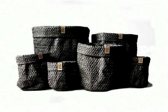 SIZO Knitted Paper Bag zwart Ø 30 cm
